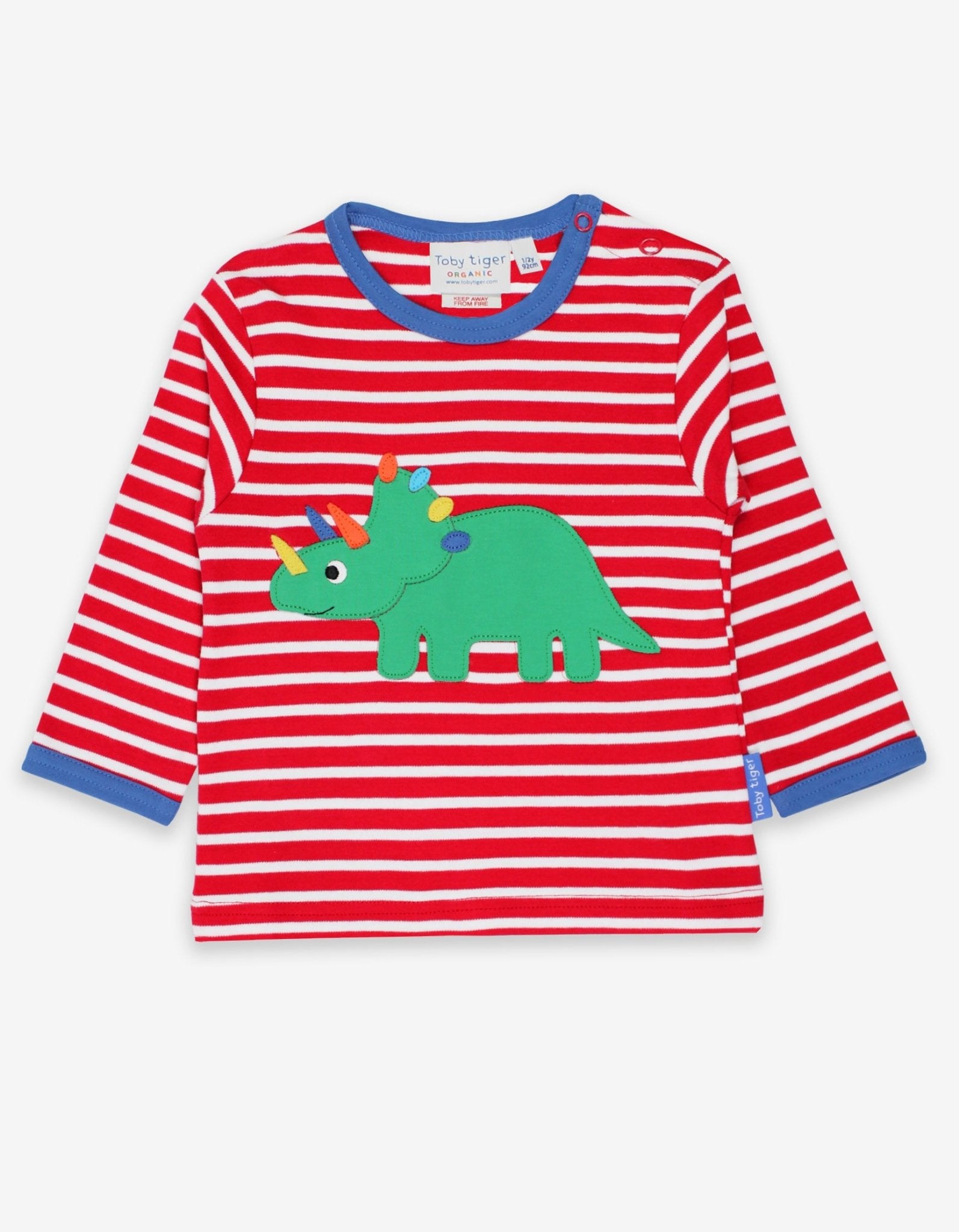 Organic Triceratops Applique T-Shirt - Toby Tiger UK Retail