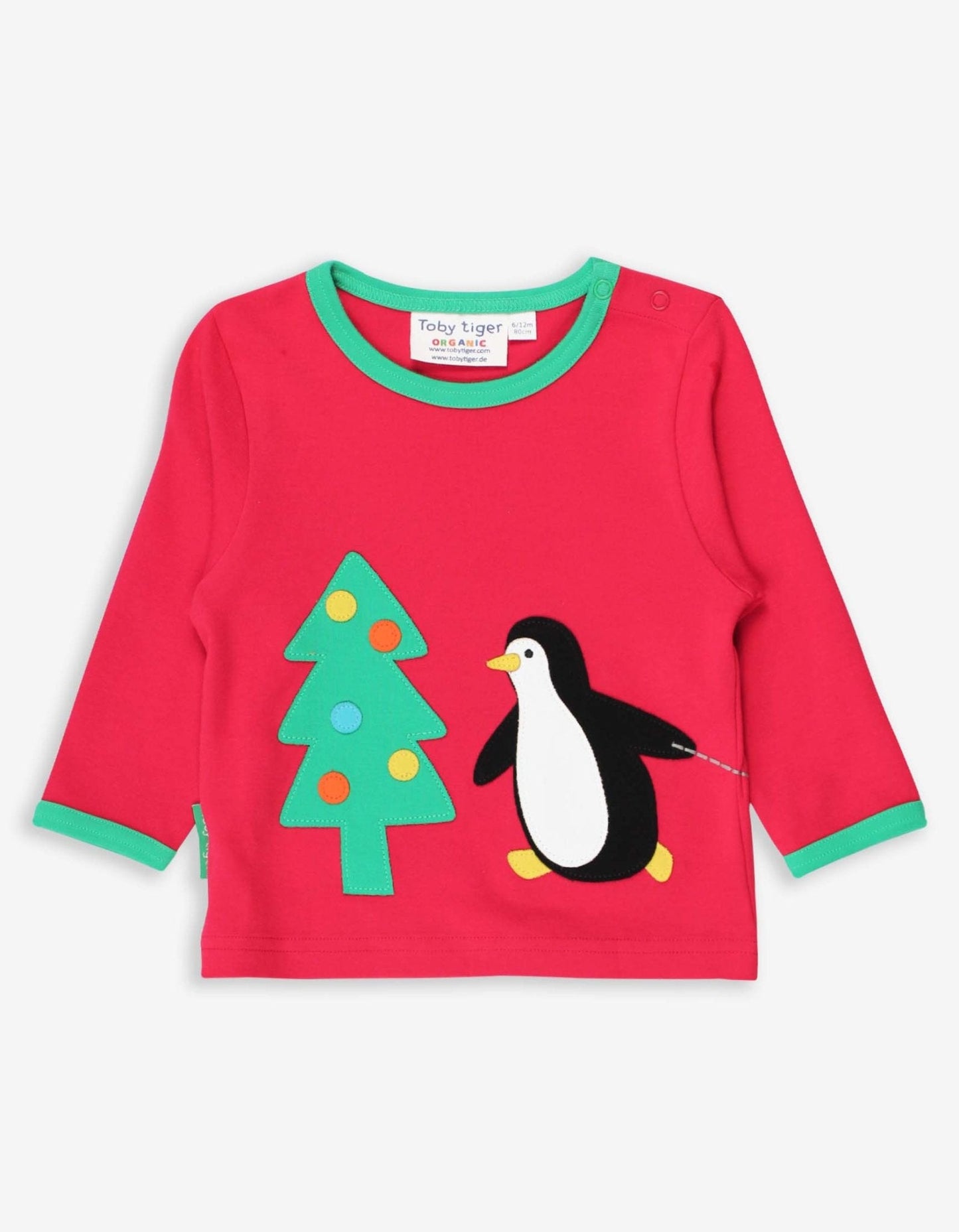 Organic Penguins' Christmas Applique T-Shirt - Toby Tiger UK Retail