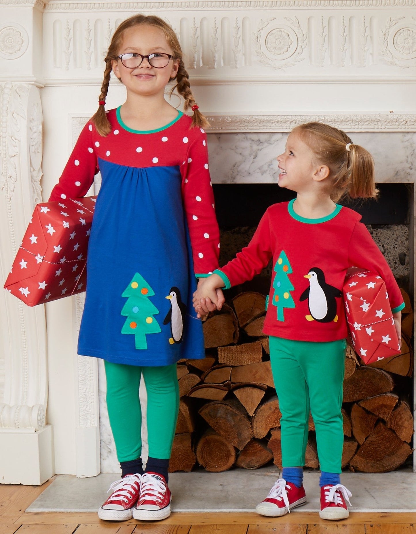 Organic Penguins' Christmas Applique T-Shirt - Toby Tiger UK Retail