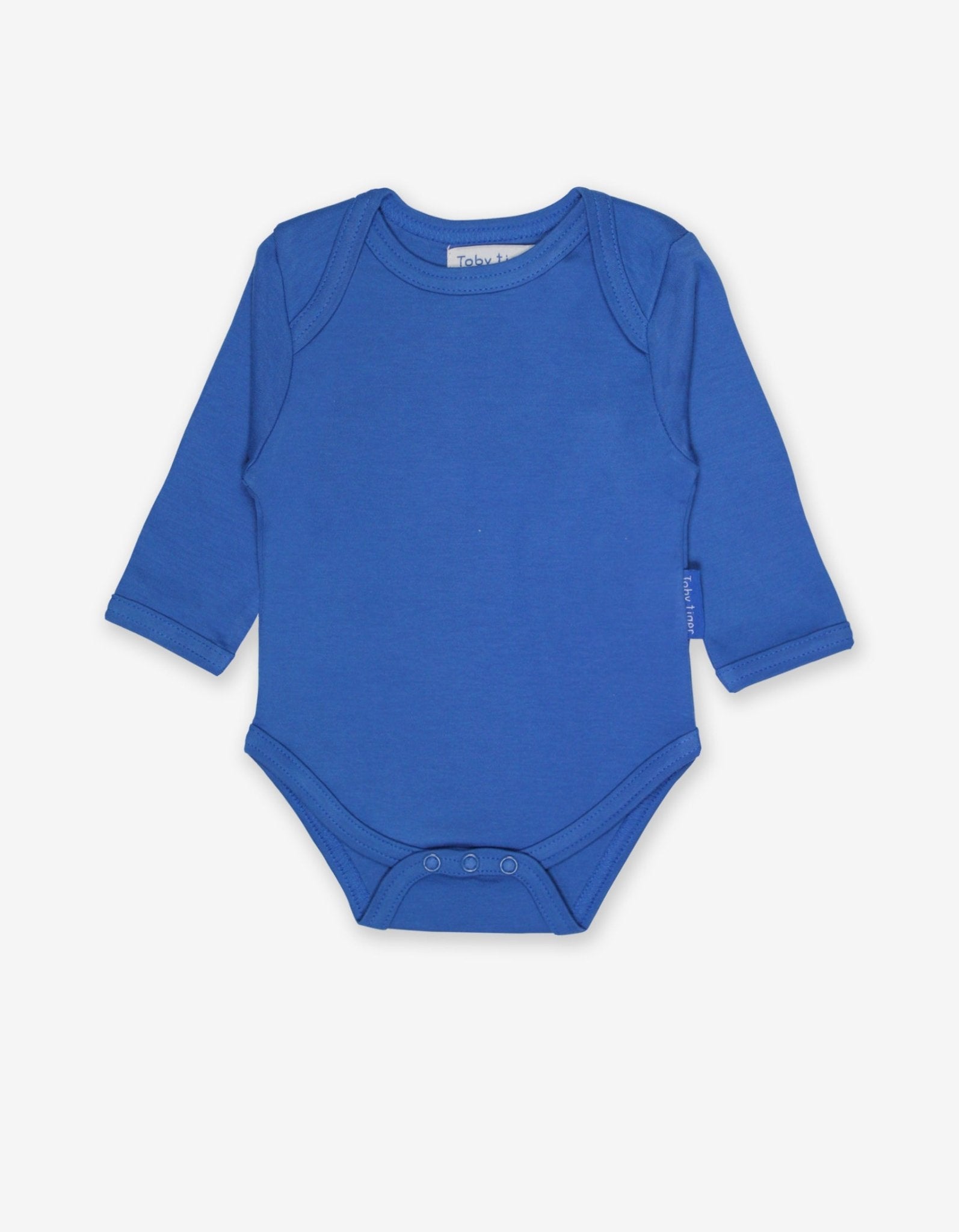 Organic Blue Basic Long - Sleeved Baby Body - Toby Tiger UK Retail