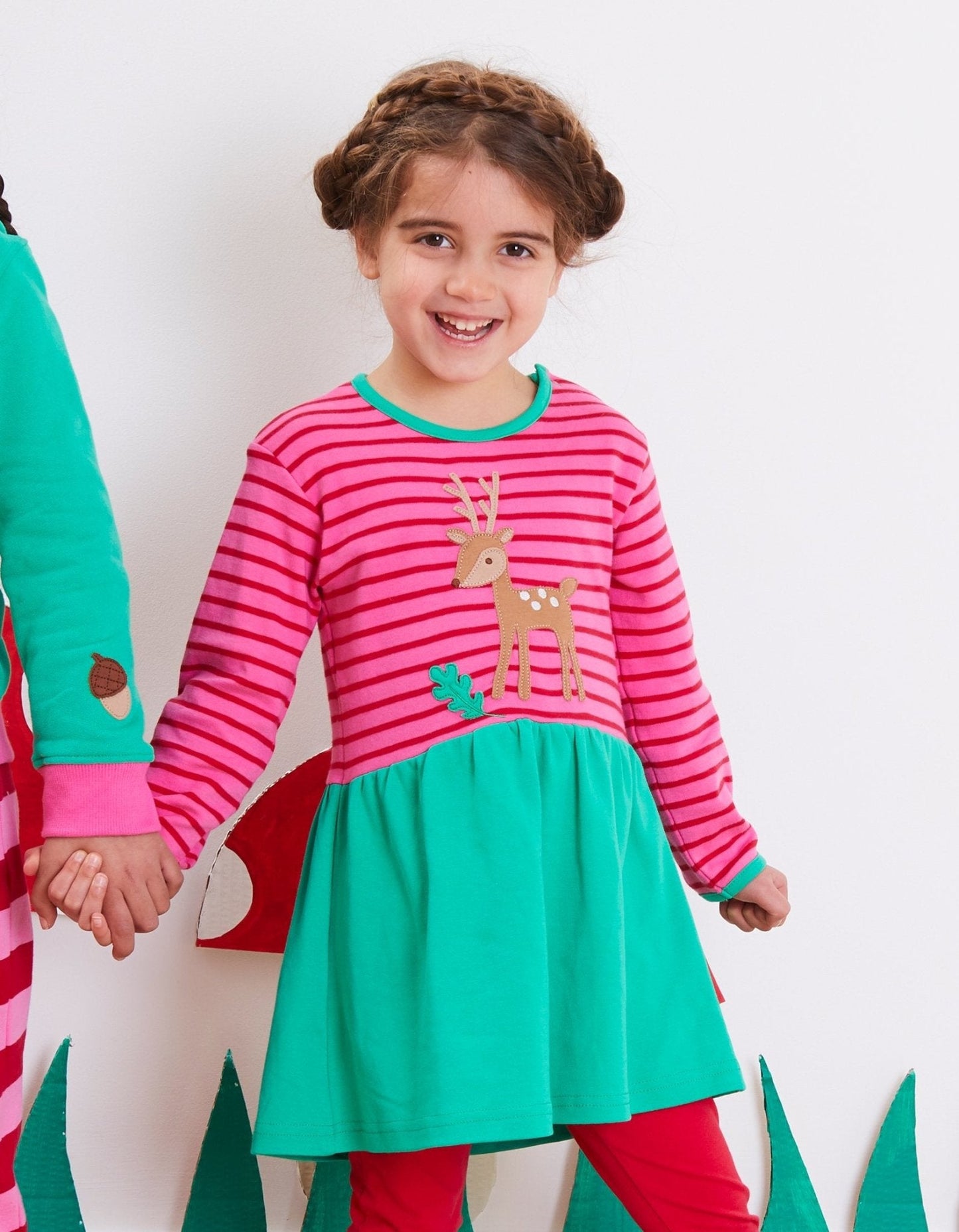 Organic Fawn Applique Twirl Dress - Toby Tiger UK Retail