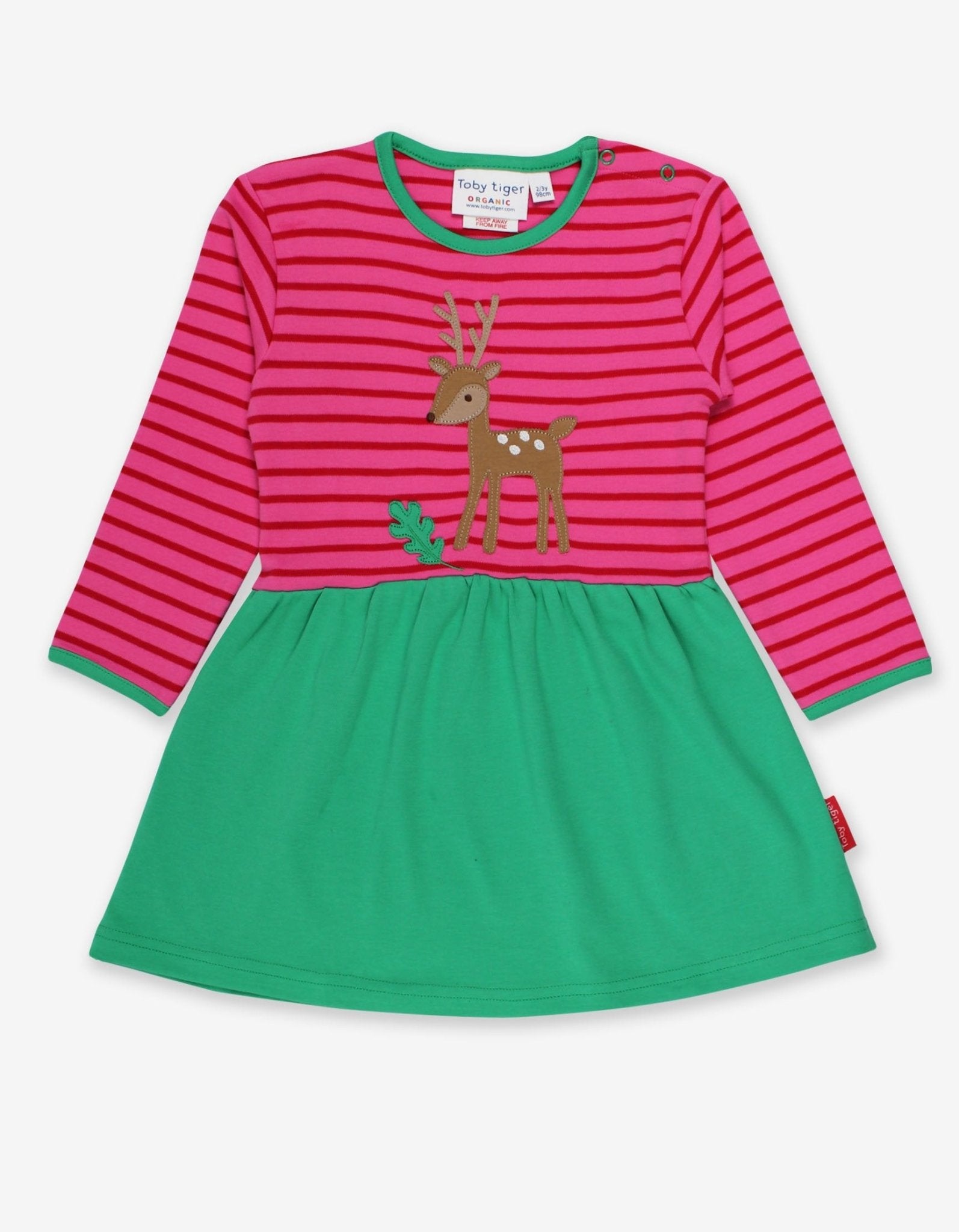 Organic Fawn Applique Twirl Dress - Toby Tiger UK Retail