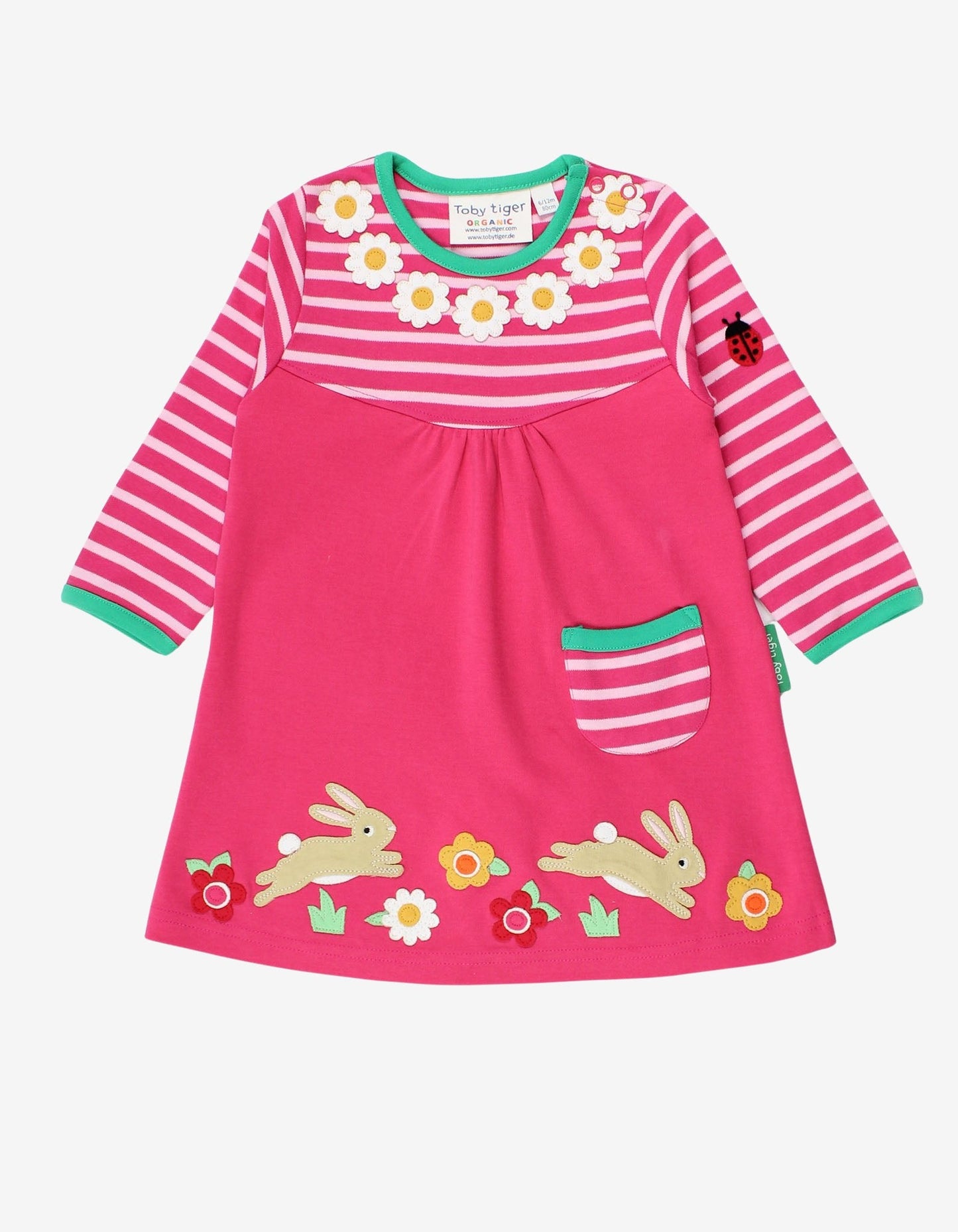 Organic Leaping Bunny Applique T-Shirt Dress - Toby Tiger UK Retail