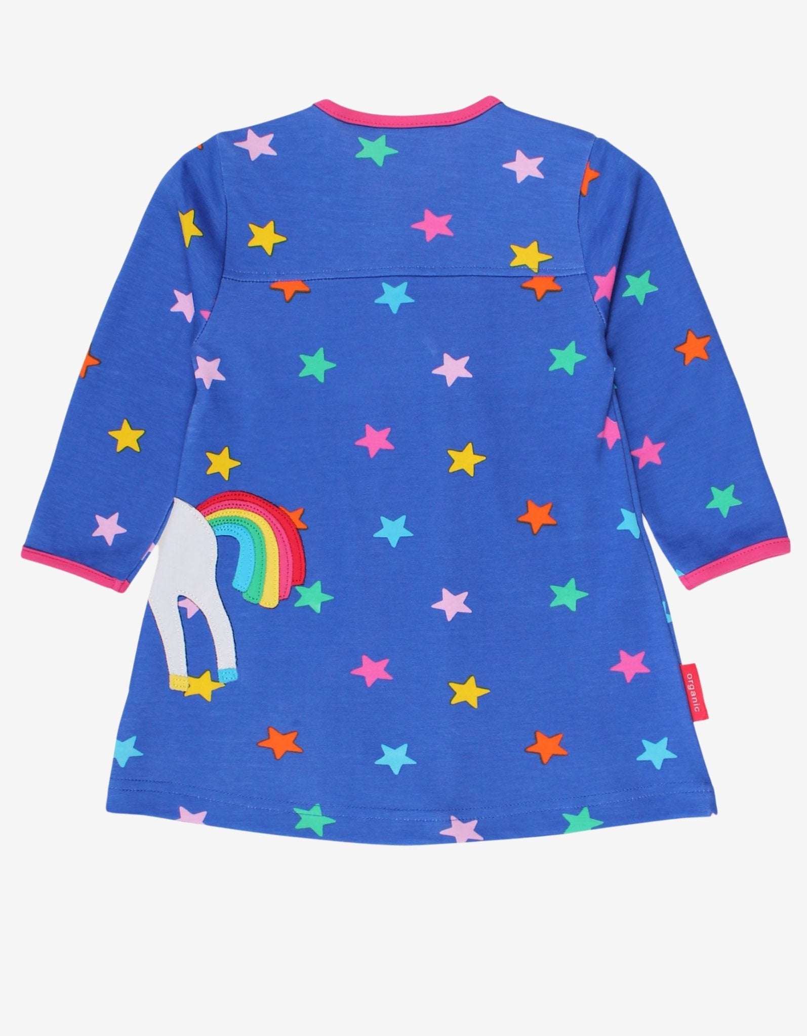 Organic Rainbow Unicorn Applique T-Shirt Dress - Toby Tiger UK Retail