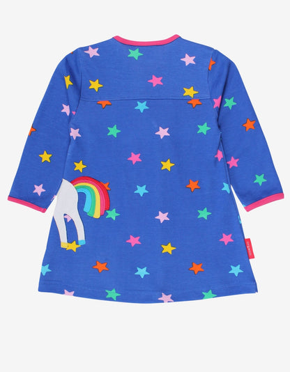 Organic Rainbow Unicorn Applique T-Shirt Dress - Toby Tiger UK Retail