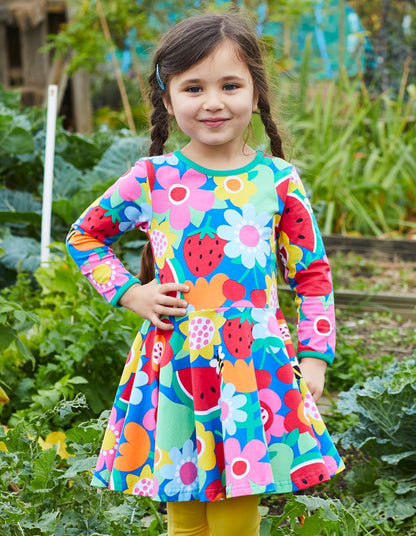 Organic Fruit Flower Print Skater Dress - Toby Tiger UK Retail