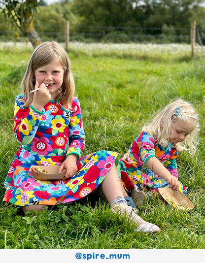 Organic Fruit Flower Print Skater Dress - Toby Tiger UK Retail