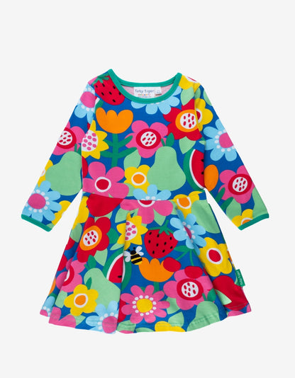 Organic Fruit Flower Print Skater Dress - Toby Tiger UK Retail