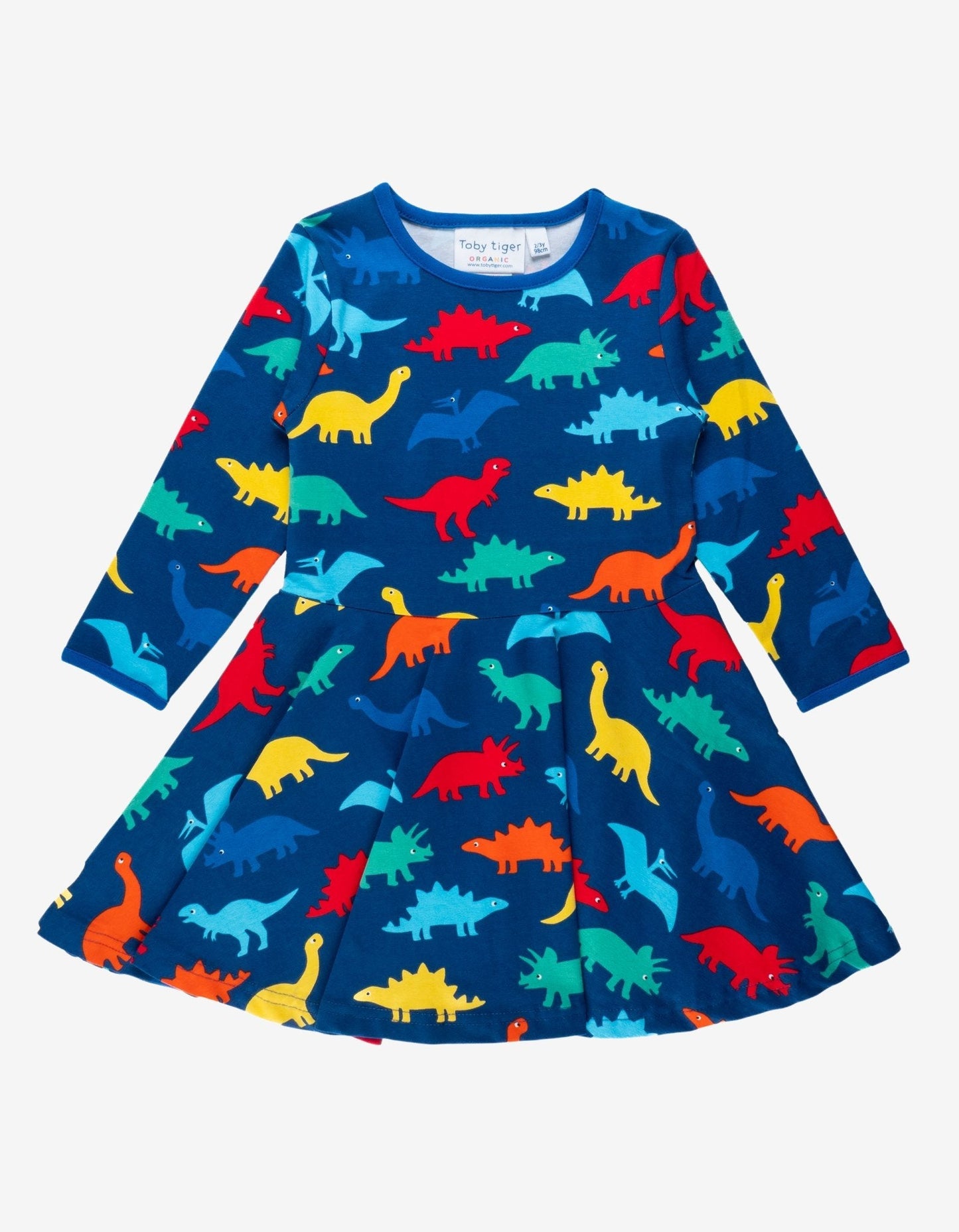 Organic Rainbow Dinosaur Print Skater Dress - Toby Tiger UK Retail