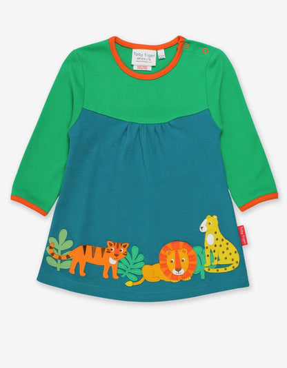 Organic Wild Cats Applique T-Shirt Dress - Toby Tiger UK Retail