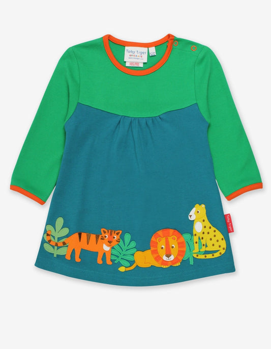 Organic Wild Cats Applique T-Shirt Dress - Toby Tiger UK Retail