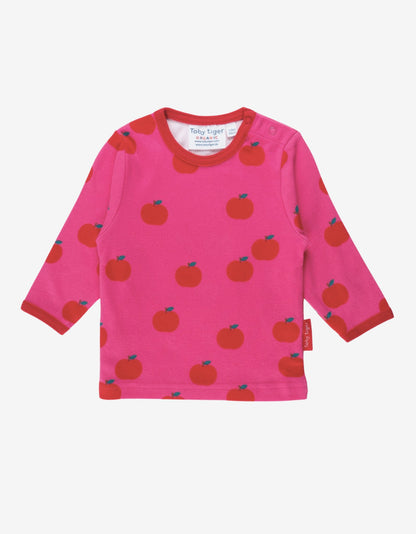 Organic Apple Print Long - Sleeved T-Shirt - Toby Tiger UK Retail