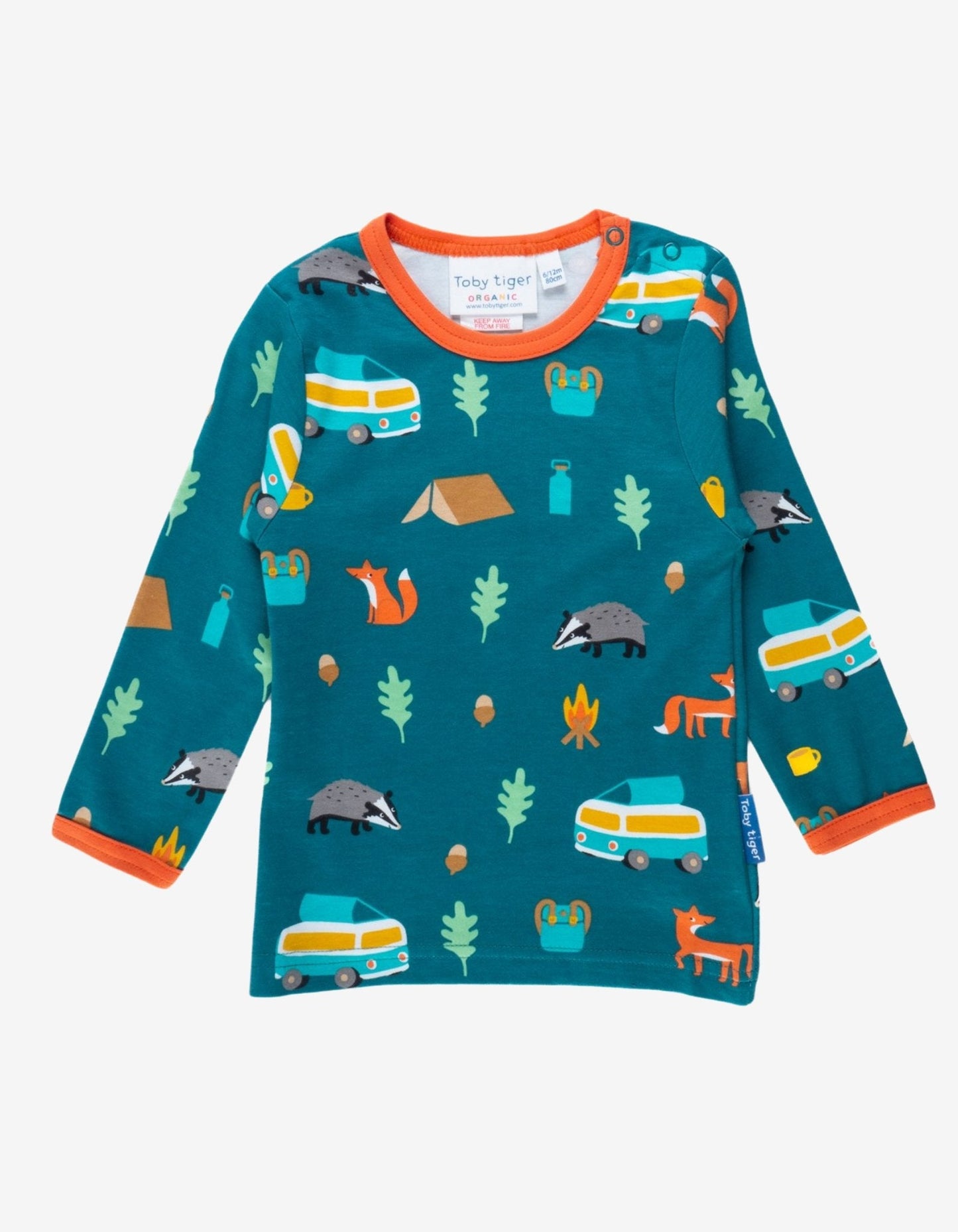 Organic Campervan Print Long - Sleeved T-Shirt - Toby Tiger UK Retail