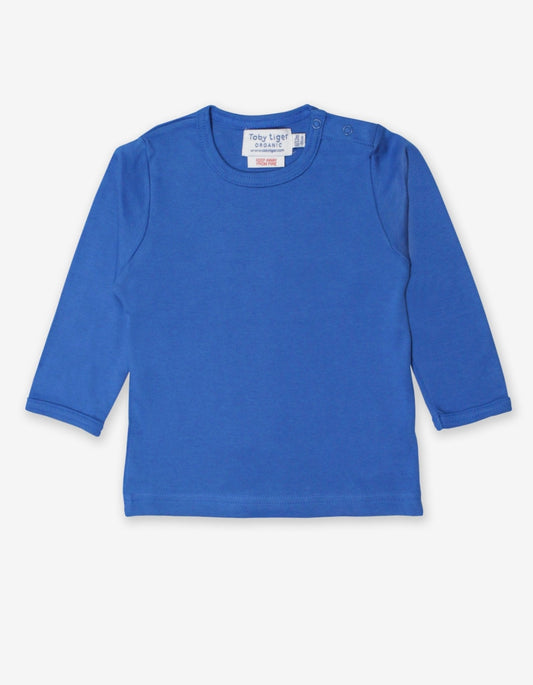 Organic Blue Basic Long - Sleeved T-Shirt - Toby Tiger UK Retail