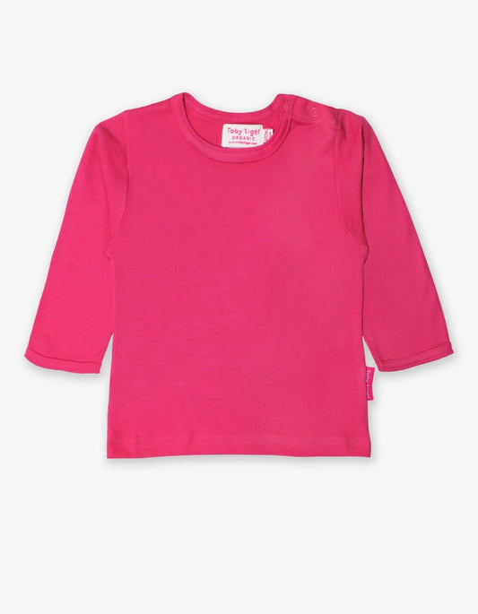 Organic Pink Basic Long - Sleeved T-Shirt - Toby Tiger UK Retail