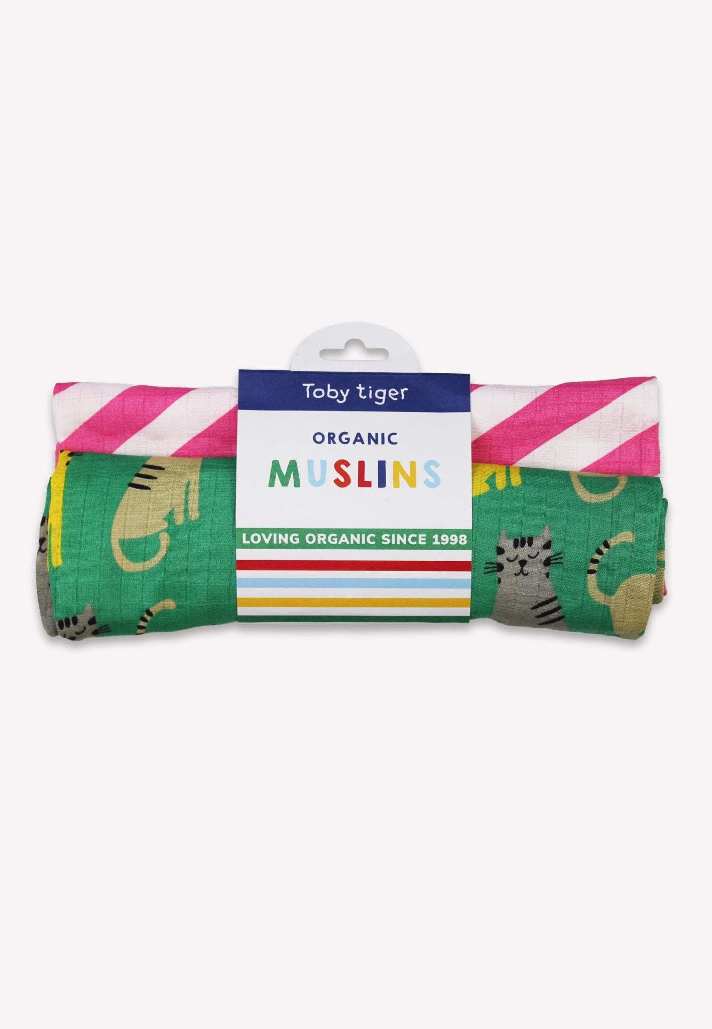 Organic Kitten Print Muslin 2 - Pack - Toby Tiger