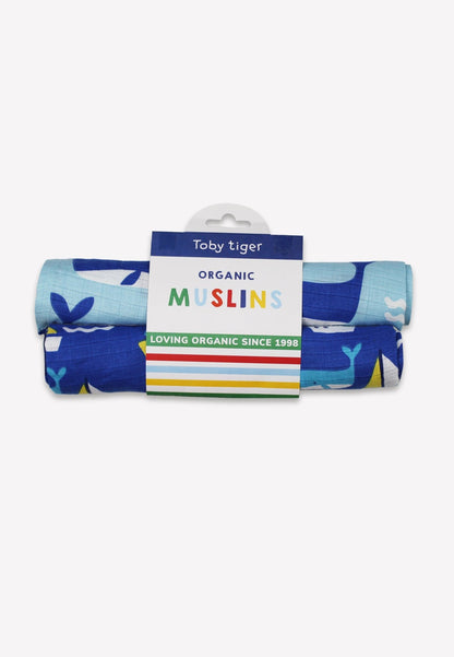 Organic St Ives Print 2 Pack Muslins - Toby Tiger