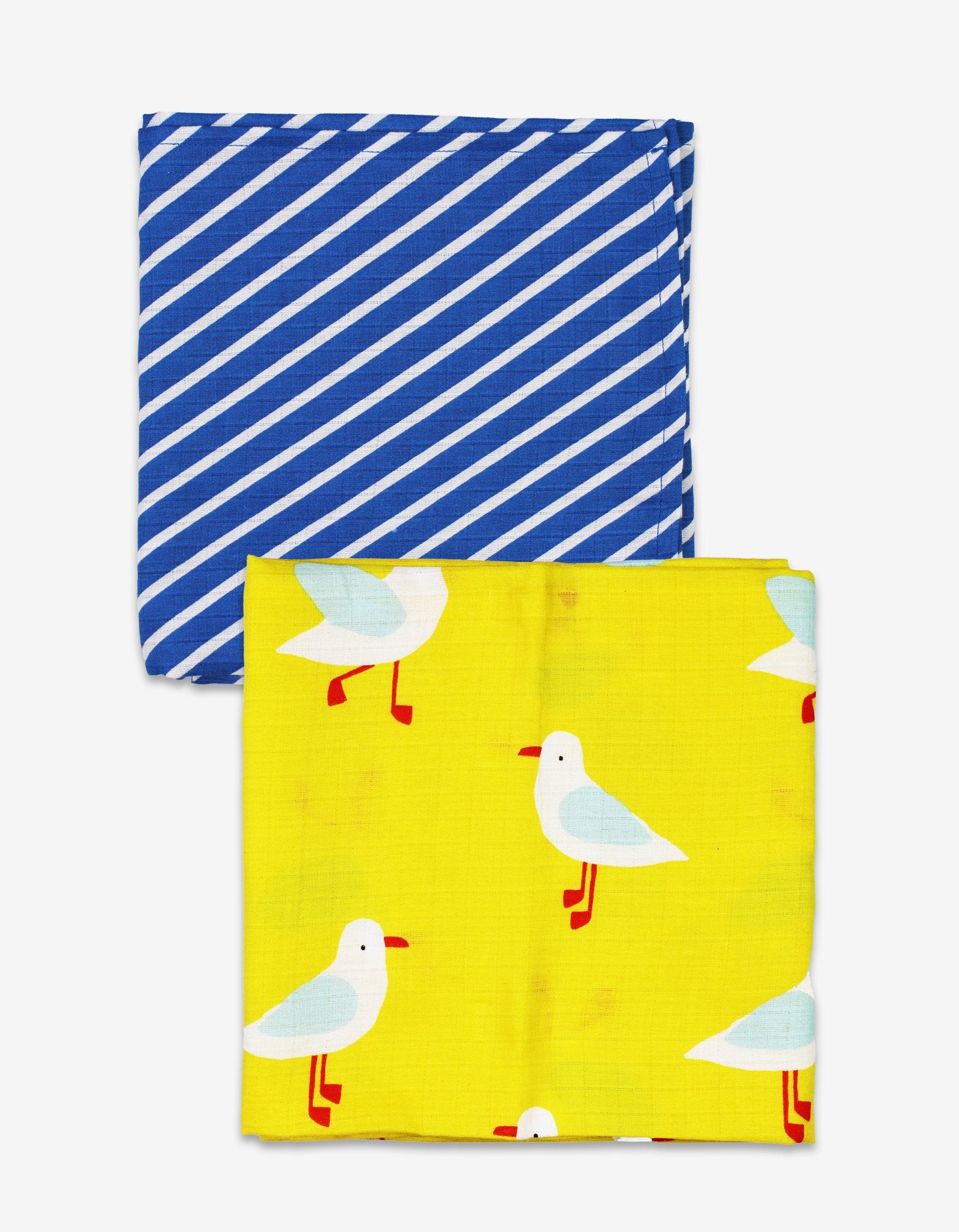 Organic Yellow Seagull Print Muslin 2 - Pack - Toby Tiger UK Retail