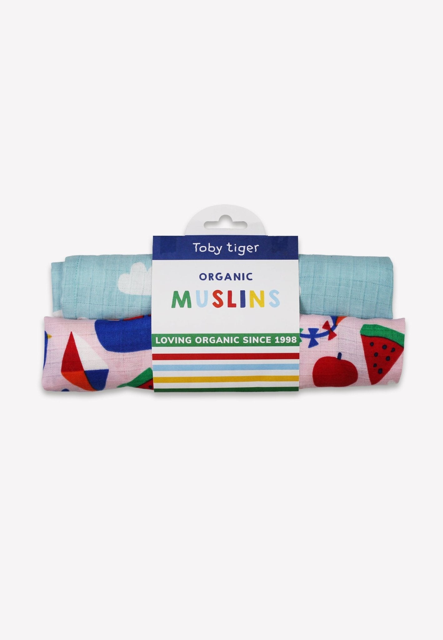 Organic Picnic Print 2 Pack Muslins - Toby Tiger