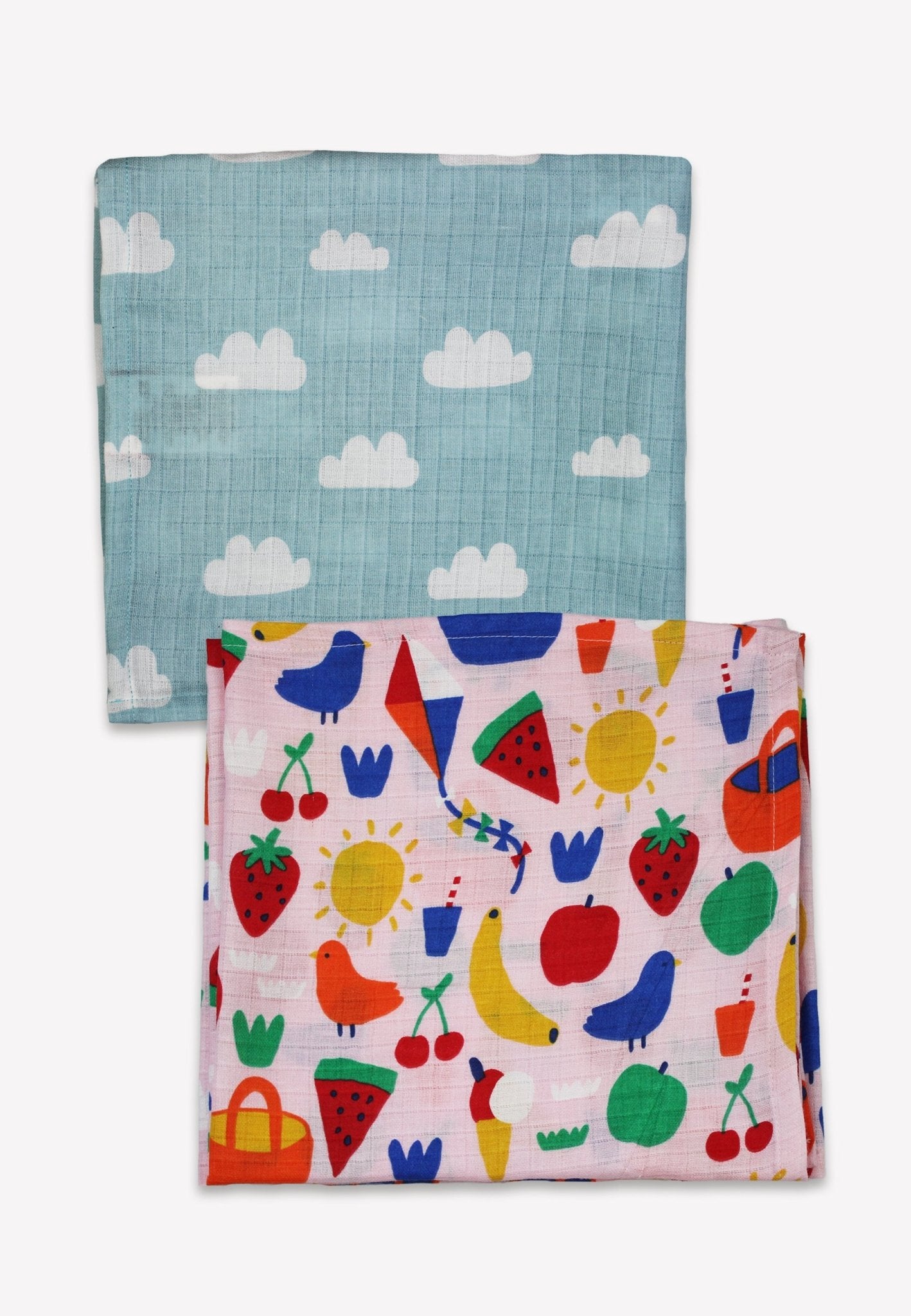 Organic Picnic Print 2 Pack Muslins - Toby Tiger