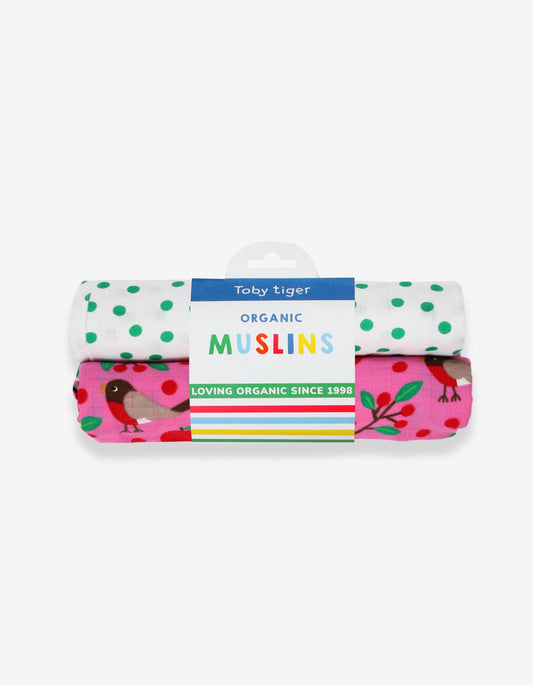 Organic Robin 2 - Pack Print Muslins - Toby Tiger UK Retail