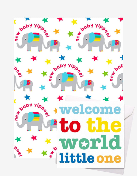 New Baby Elly Gift Wrap + Personalised Card Bundle - Toby Tiger