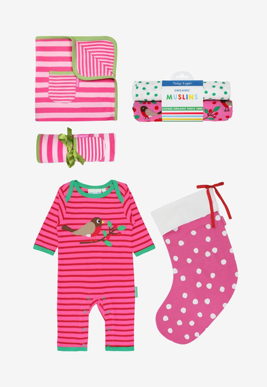 Organic Christmas Stocking Baby Bundle - Pink - Toby Tiger