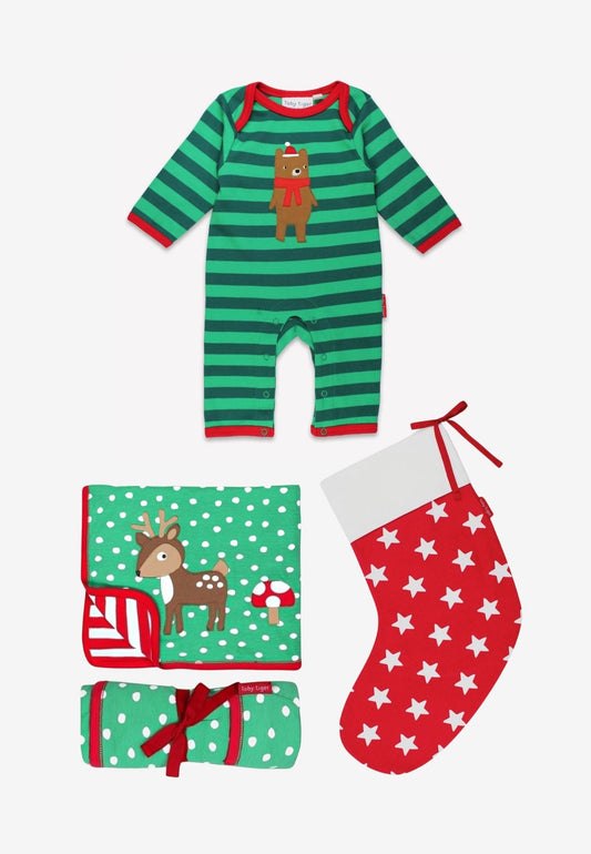 Organic Christmas Stocking Baby Bundle - Red - Toby Tiger