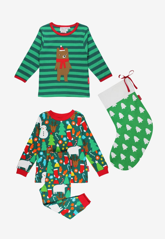 Organic Christmas Stocking Kids Bundle - Green - Toby Tiger