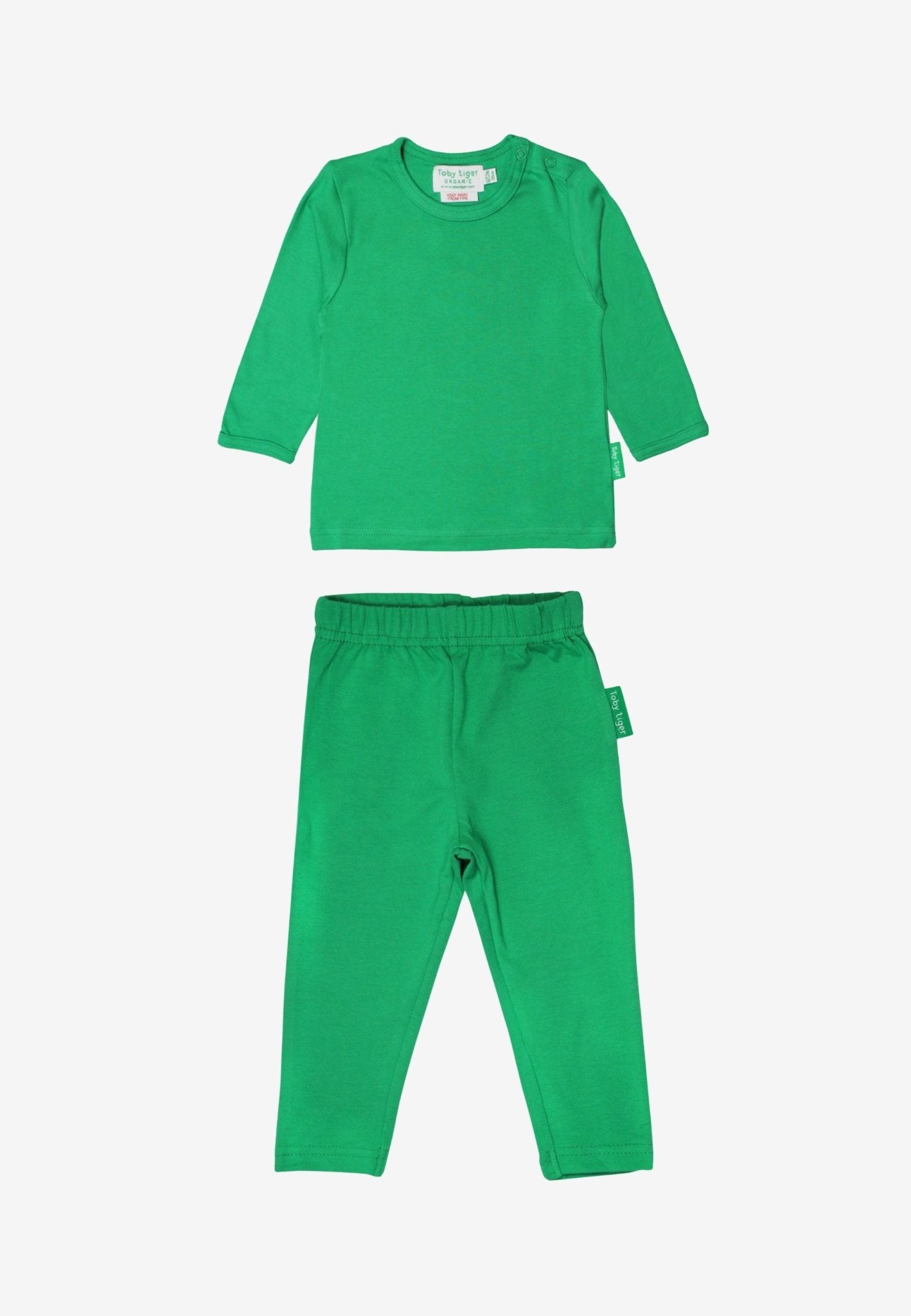 Organic Green Basic Long - Sleeved T-Shirt & Leggings Bundle - Toby Tiger