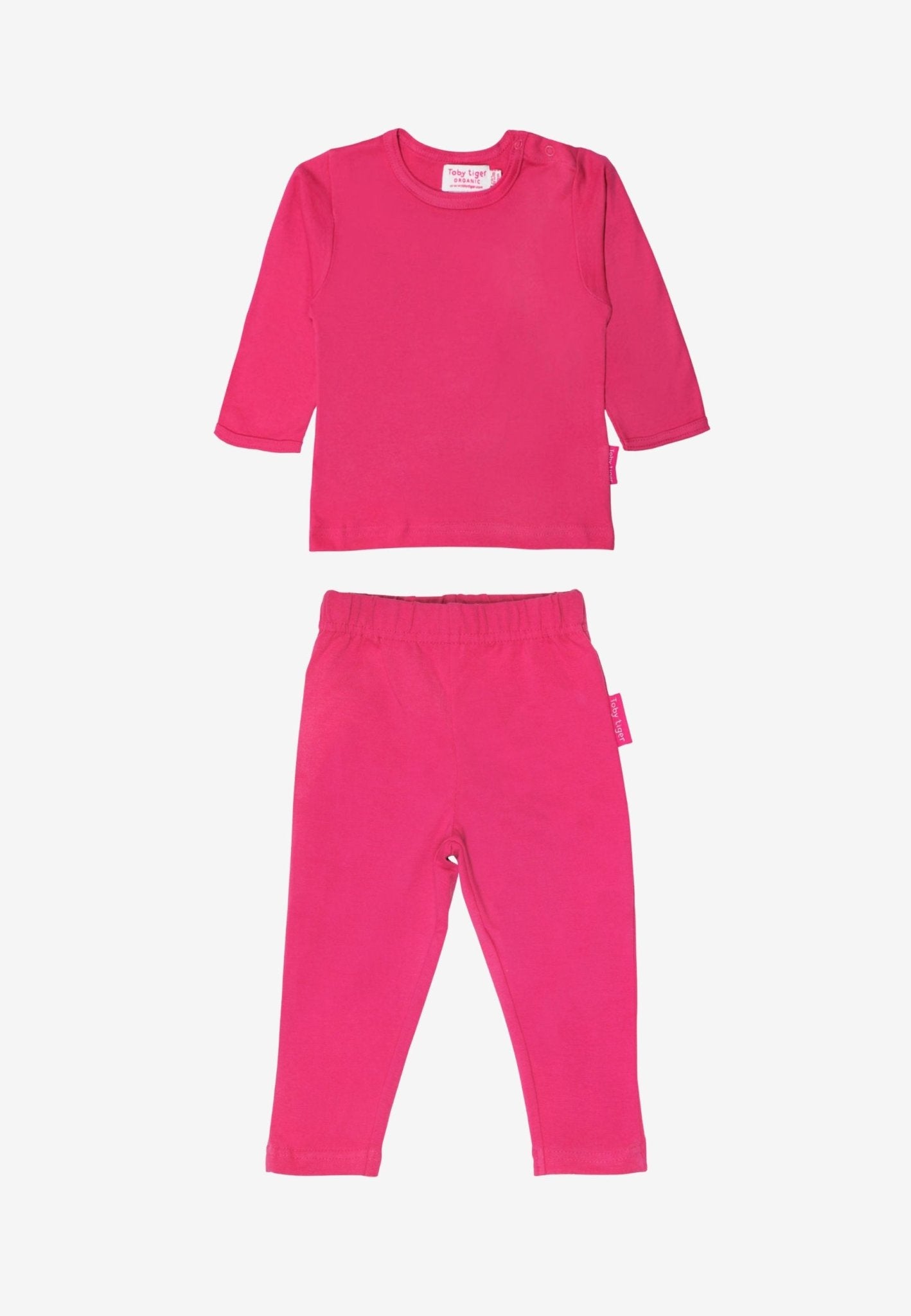 Organic Pink Basic Long - Sleeved T-Shirt & Leggings Bundle - Toby Tiger