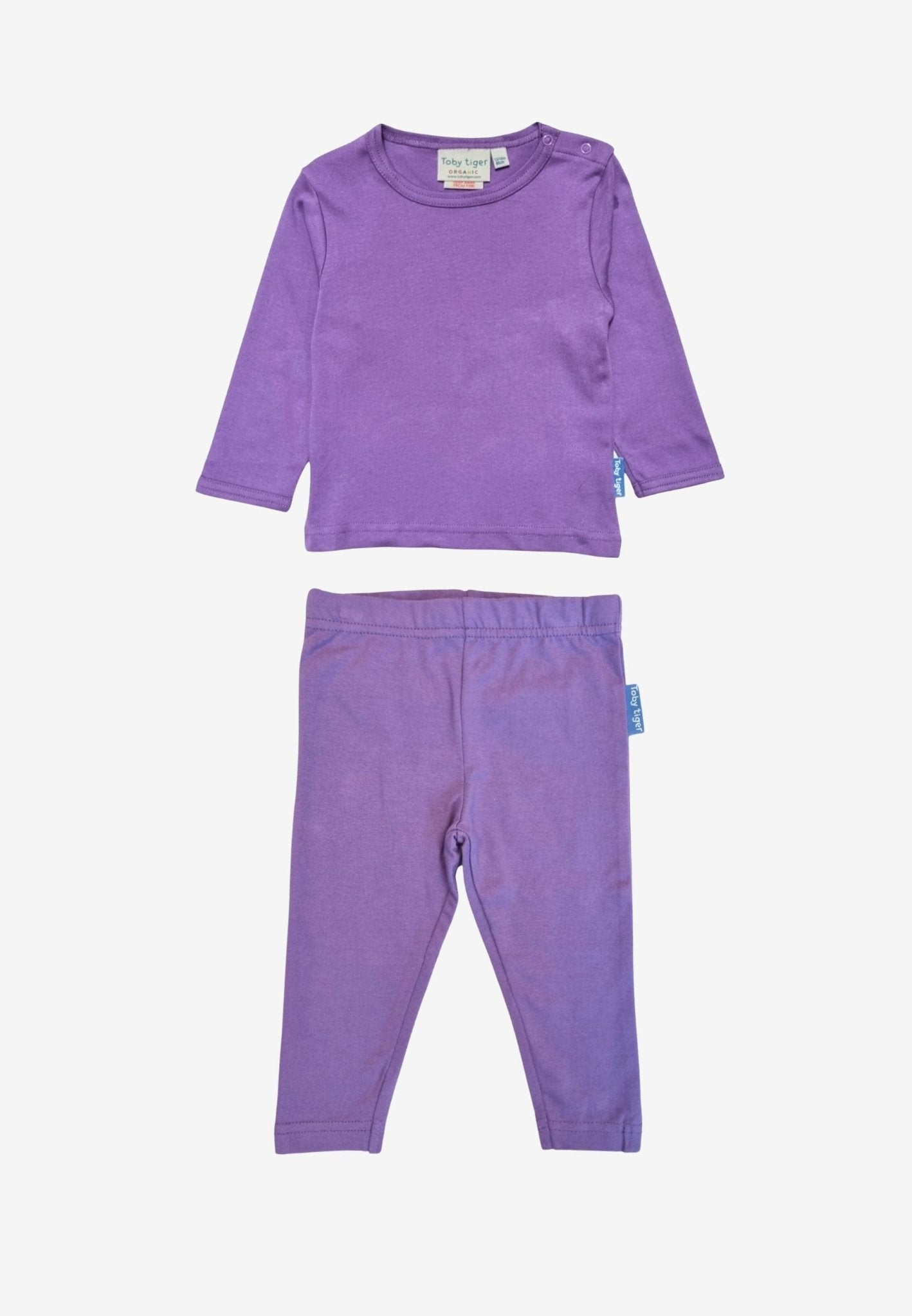 Organic Purple Basic Long - Sleeved T-Shirt & Leggings Bundle - Toby Tiger