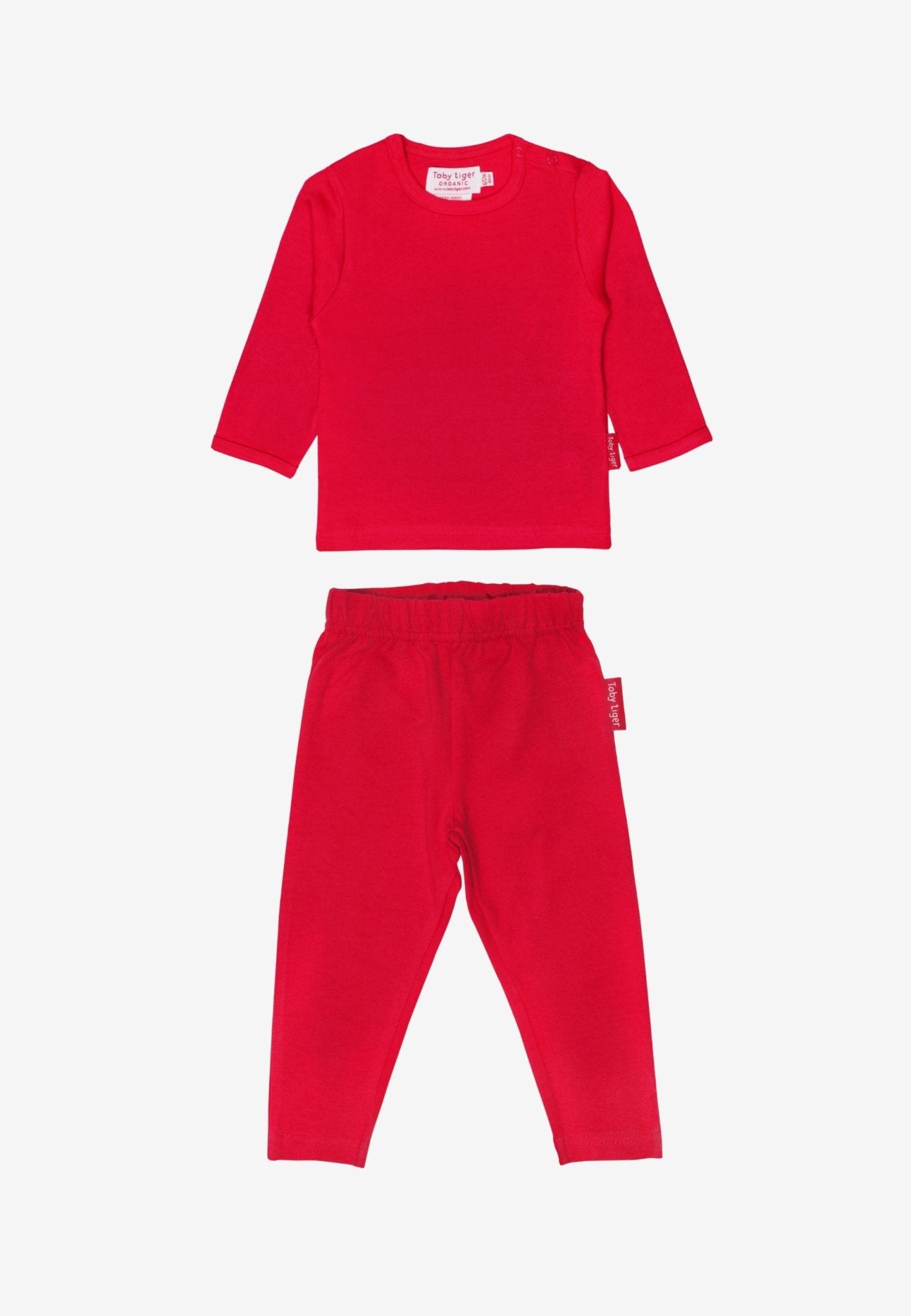 Organic Red Basic Long - Sleeved T-Shirt & Leggings Bundle - Toby Tiger