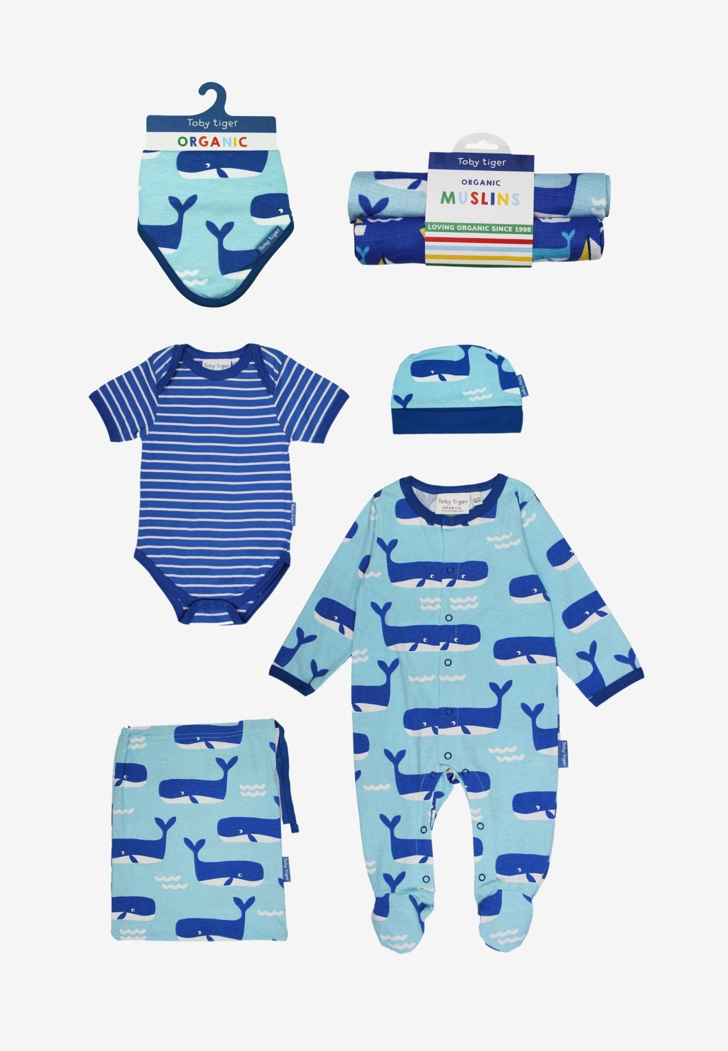 Organic Whale Waves Print Baby Bundle - Toby Tiger