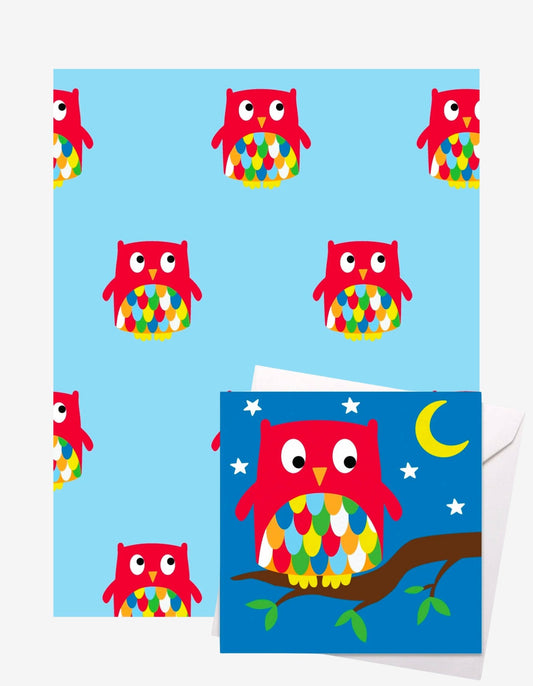 Owl Gift Wrap + Personalised Card Bundle - Toby Tiger UK Retail