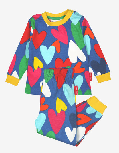 Organic Heart Print Pyjamas - Toby Tiger UK Retail