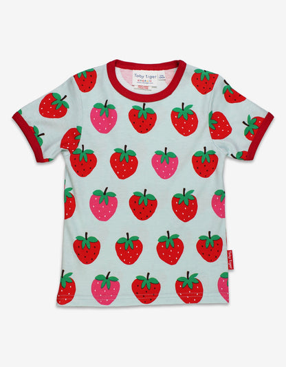 Organic Strawberry Print Short Pyjamas - Toby Tiger UK Retail