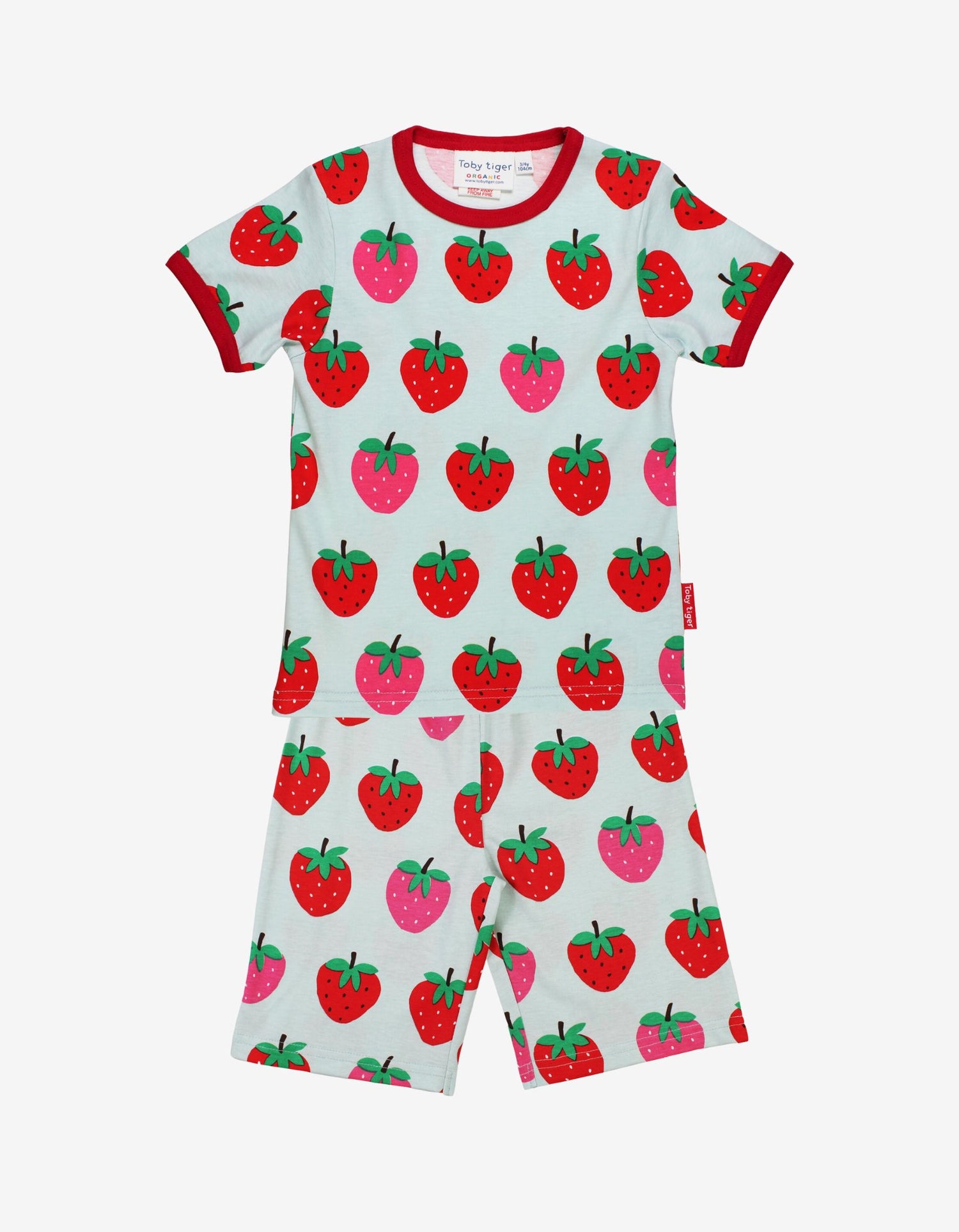 Organic Strawberry Print Short Pyjamas - Toby Tiger UK Retail