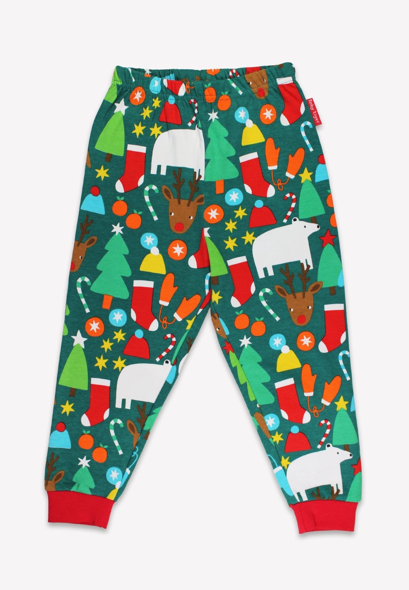 Organic Christmas Bear Print Pyjamas - Toby Tiger