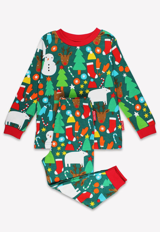 Organic Christmas Bear Print Pyjamas - Toby Tiger