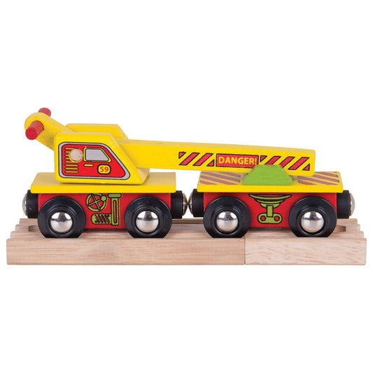 Crane Wagon - Wooden Train Toy - Toby Tiger