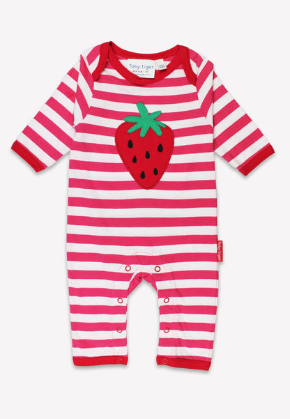 Organic Picnic Strawberry Applique Sleepsuit - Toby Tiger