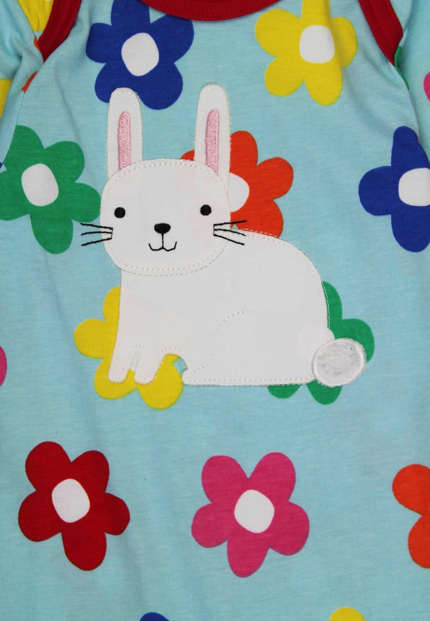 Organic Rainbow Bloom Bunny Applique Sleepsuit - Toby Tiger