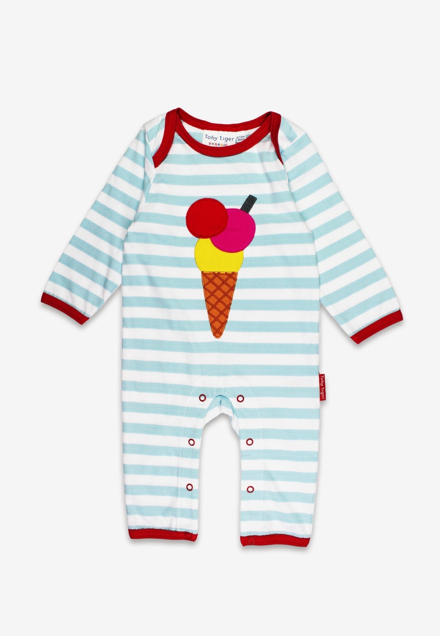 Organic Ice Cream Applique Sleepsuit - Toby Tiger