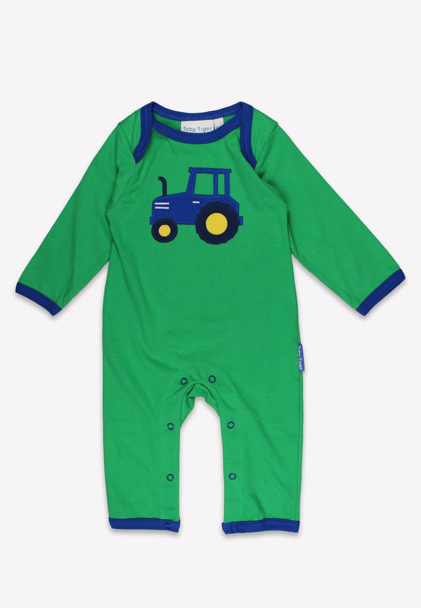 Organic Hillside Tractor Applique Sleepsuit - Toby Tiger