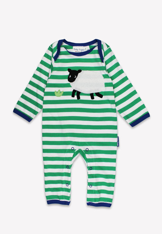 Organic Hillside Sheep Applique Sleepsuit - Toby Tiger