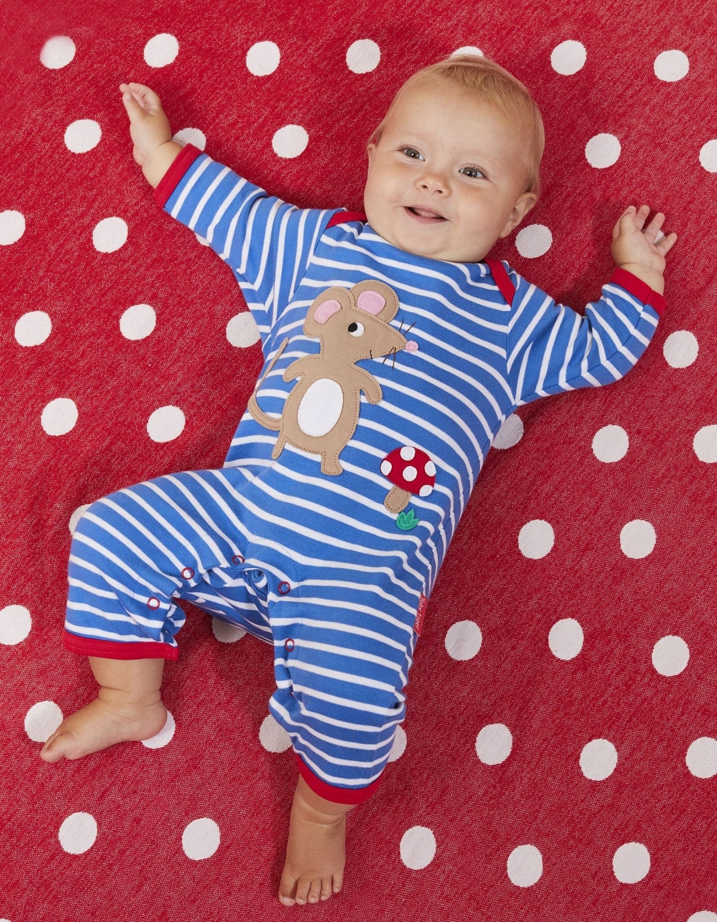 Organic Mouse and Mushroom Applique Sleepsuit - Toby Tiger UK Retail