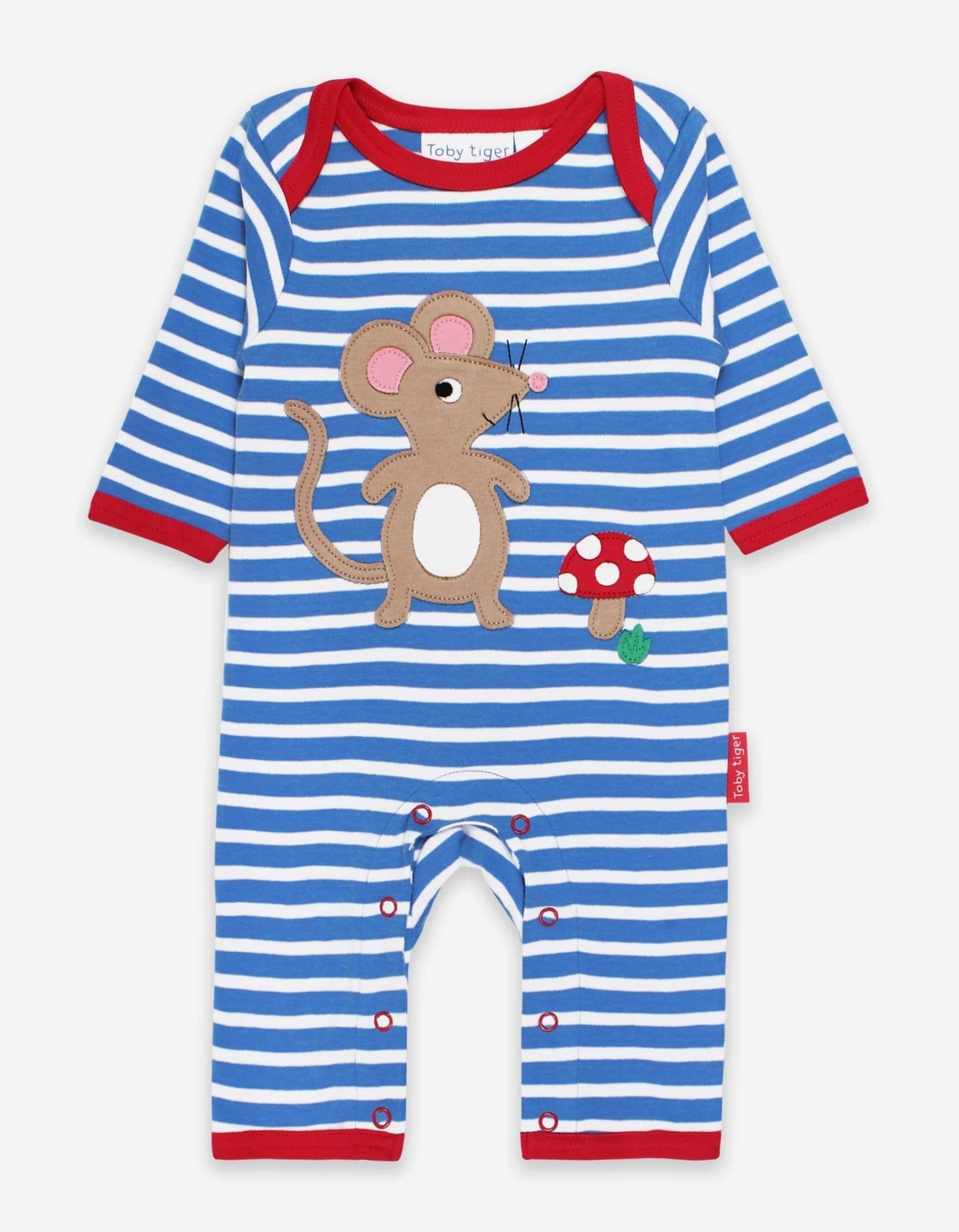 Organic Mouse and Mushroom Applique Sleepsuit - Toby Tiger UK Retail