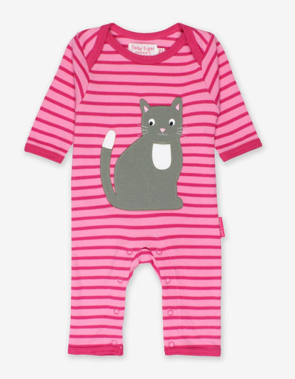 Organic Kitten Applique Sleepsuit - Toby Tiger UK Retail