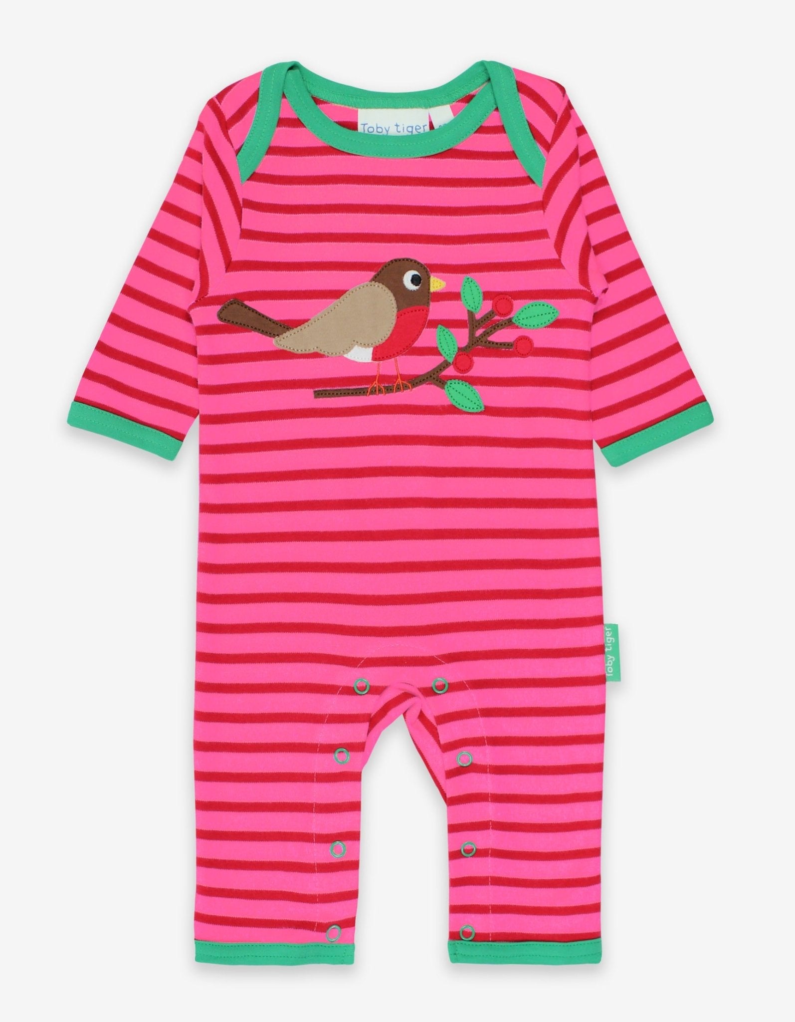 Organic Robin Applique Sleepsuit - Toby Tiger UK Retail